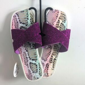 Sole Selection Animal Print with Purple Open-Toe Sandals